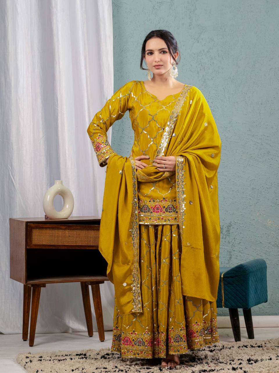 Sharara Suit With Exquisite Embroidery Is Perfect For Festivals And Weddings.