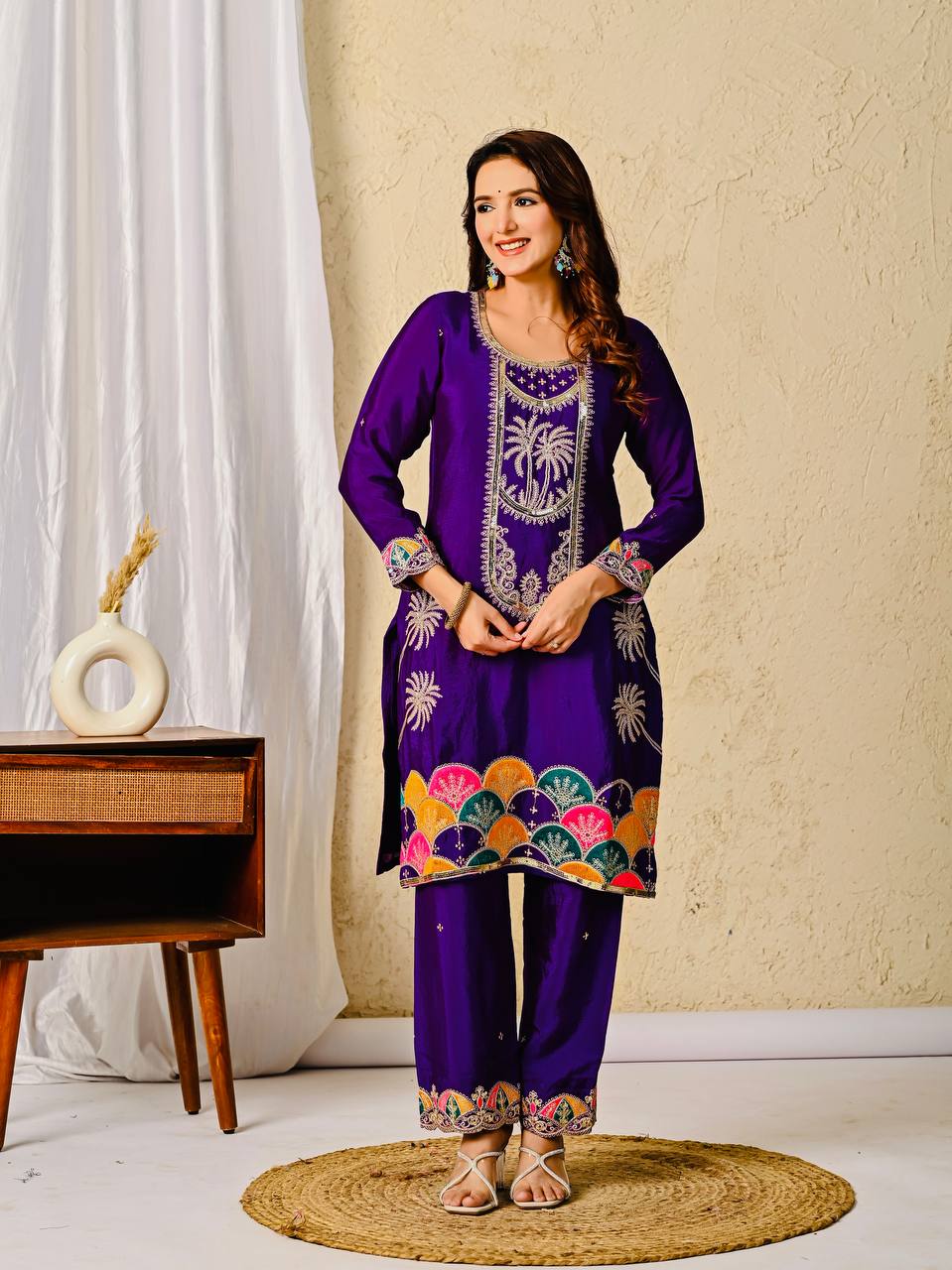 Chinnon Silk Embroidered Party Wear Suit