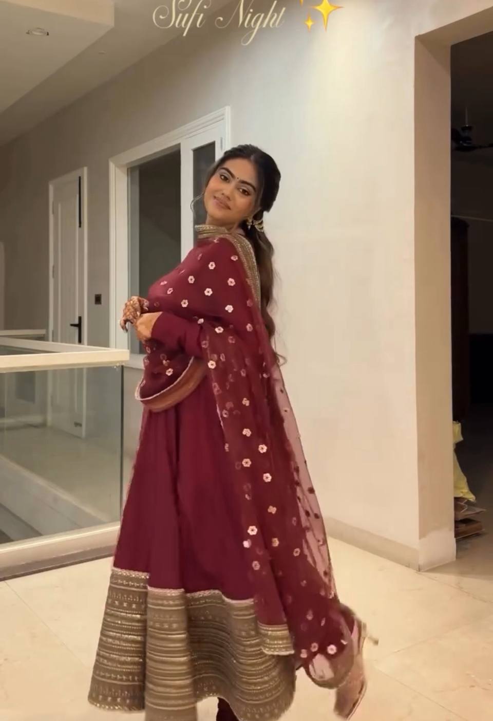 Royal Roman Silk Party Wear Gown with Heavy Embroidery