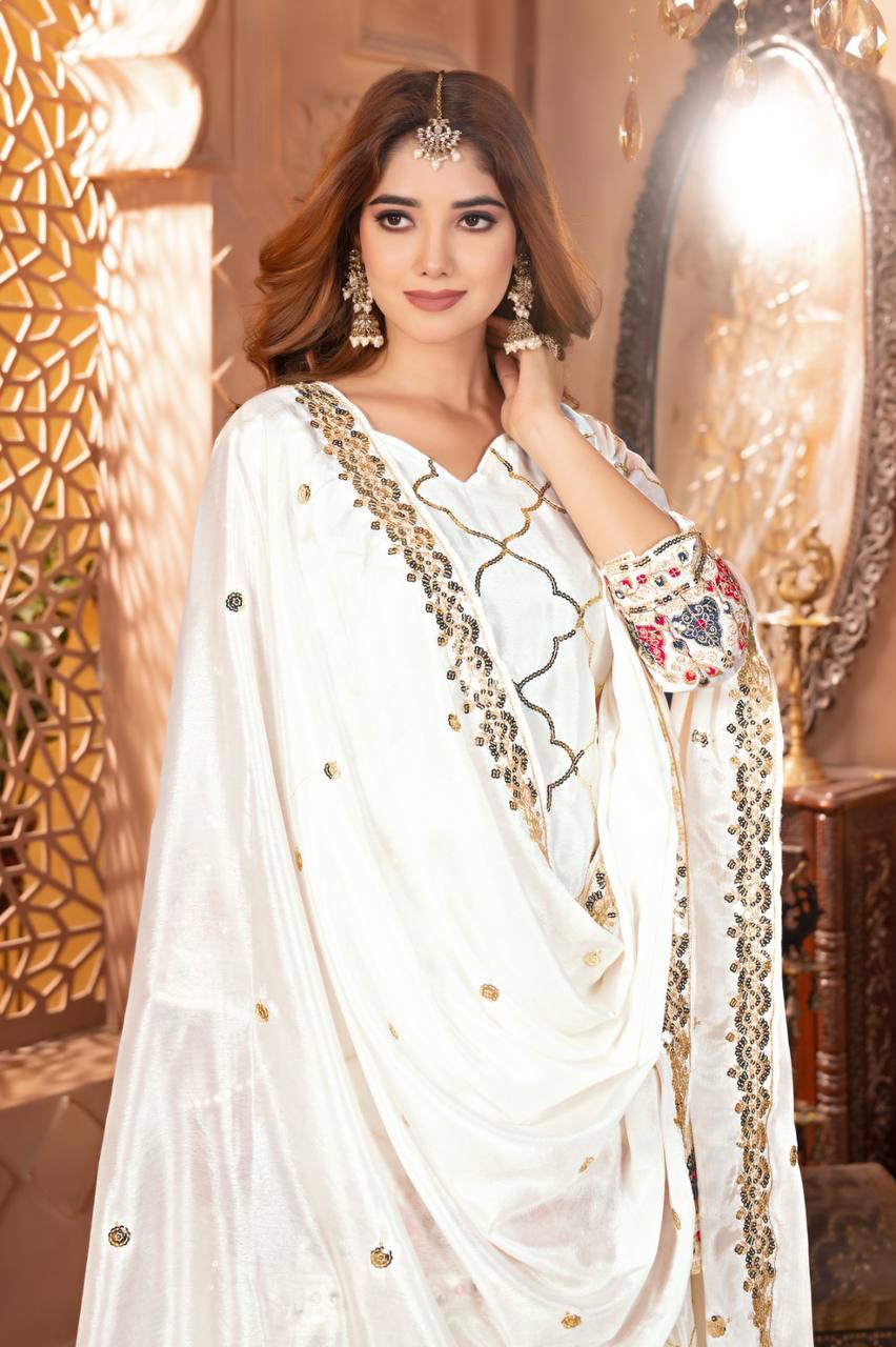 Sharara Suit With Exquisite Embroidery Is Perfect For Festivals And Weddings.