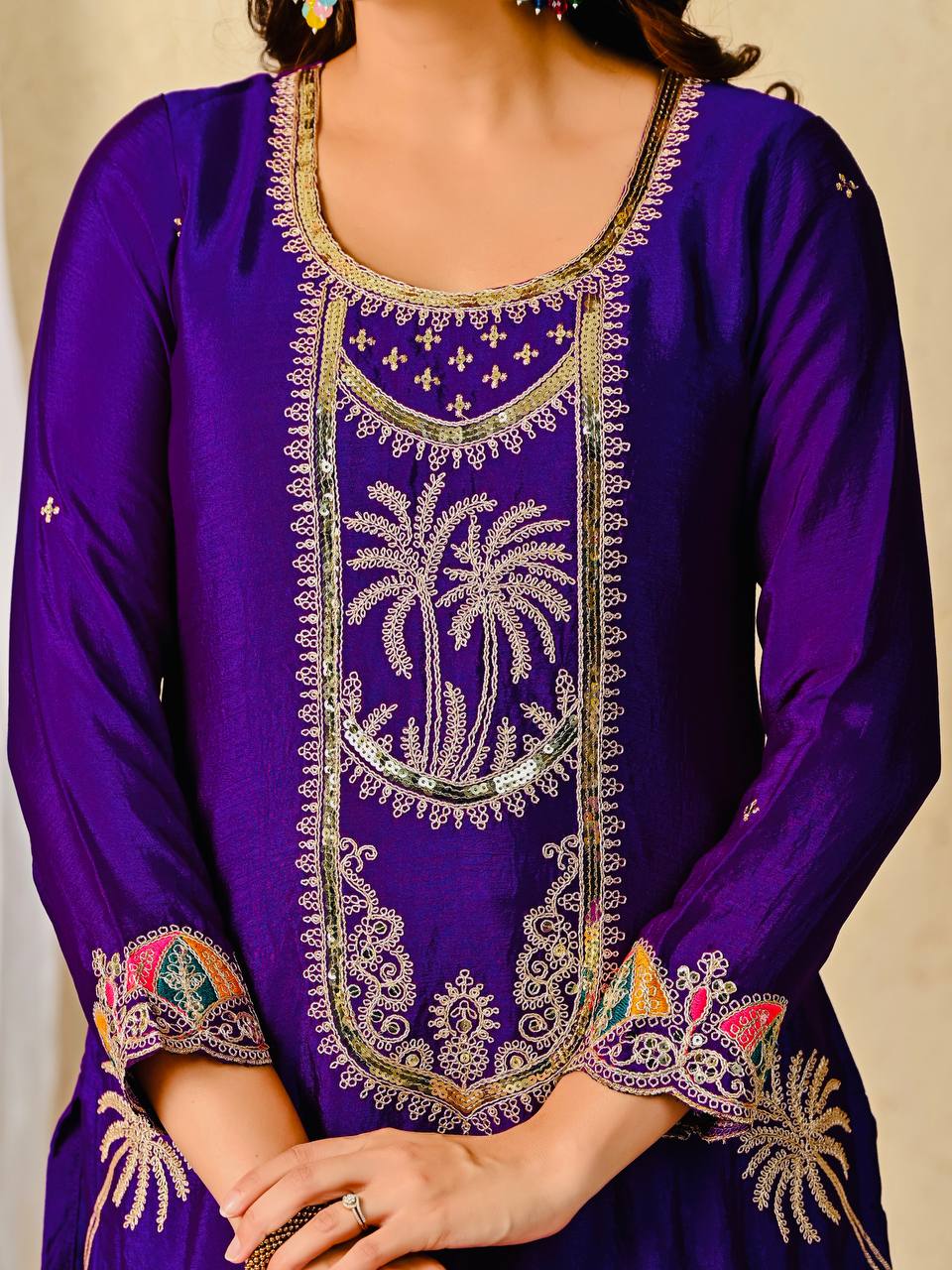 Chinnon Silk Embroidered Party Wear Suit