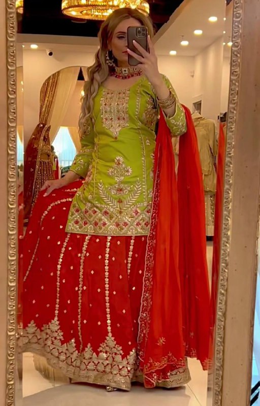 Heavy Sequence Work Chinnon Silk Palazzo Suit for Women & Festive Ethnic Wear