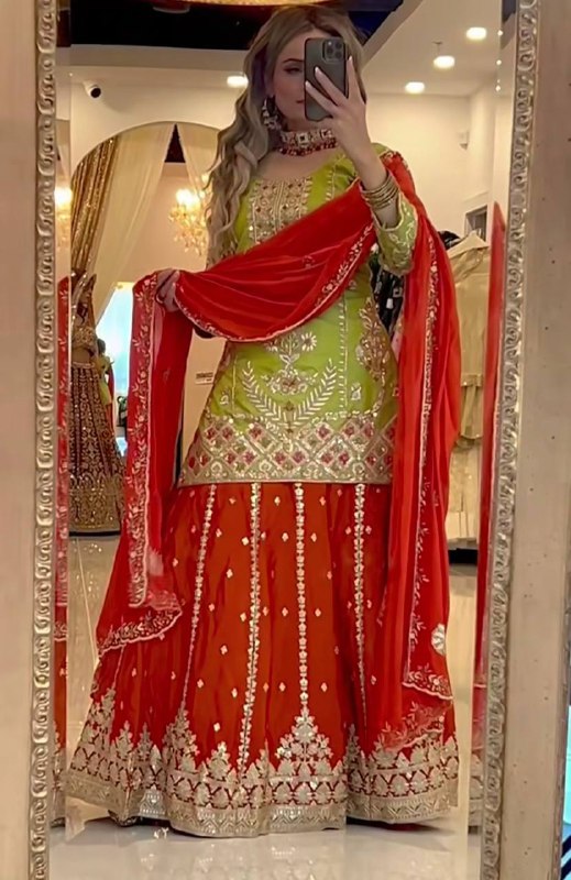 Heavy Sequence Work Chinnon Silk Palazzo Suit for Women & Festive Ethnic Wear