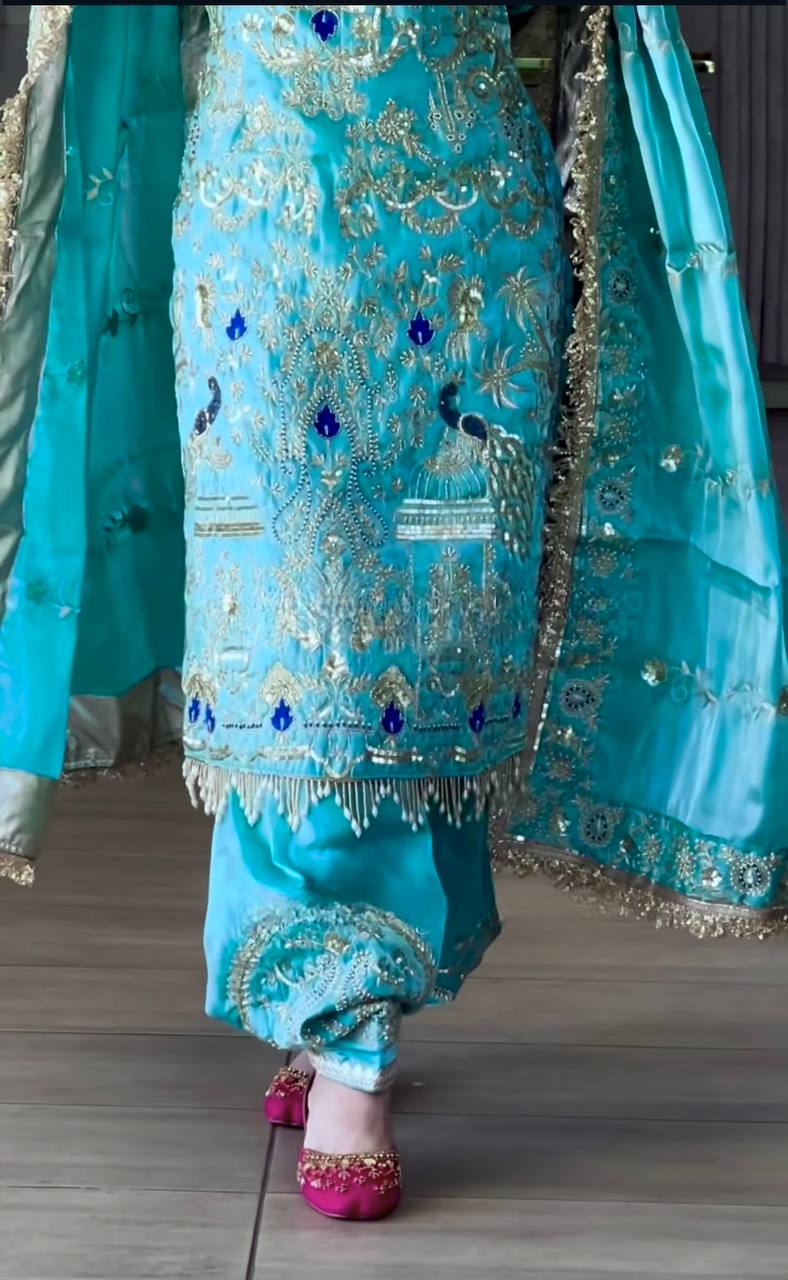 Maroon Heavy Embroidered Dhoti Salwar Suit for Women for  Wedding & Festive Wear Patiala Set with Dupatta