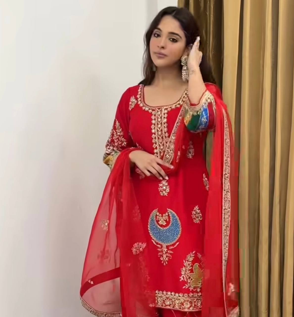 Elegance Natural Crepe Silk Party Wear Suit Set