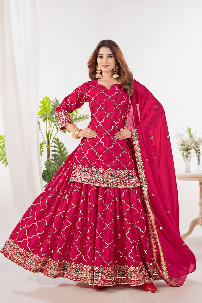 Sharara Suit With Exquisite Embroidery Is Perfect For Festivals And Weddings.