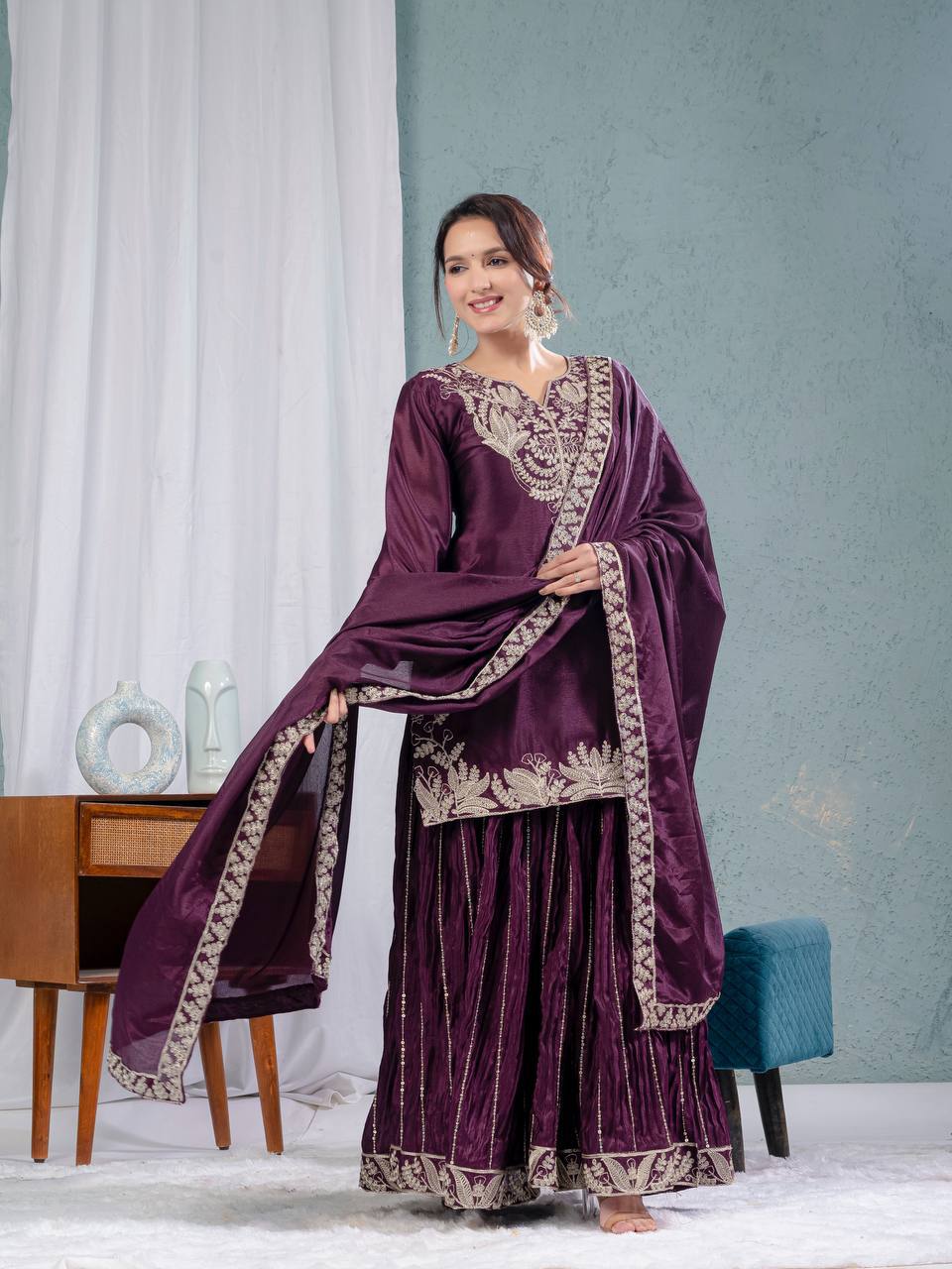 Georgette Sharara suit
Silk Sharara suit
Anarkali Sharara suit
Short Kurti Sharara suit
Mirror work Sharara suit