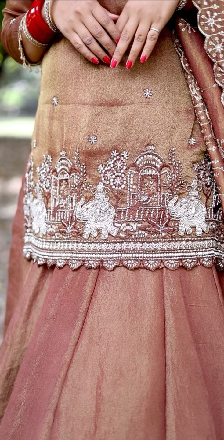 #IndianFashion

#BridalLook

#OnionShimmer

#SilkLehenga

#LehengaCholiSet

#EthnicStyle

