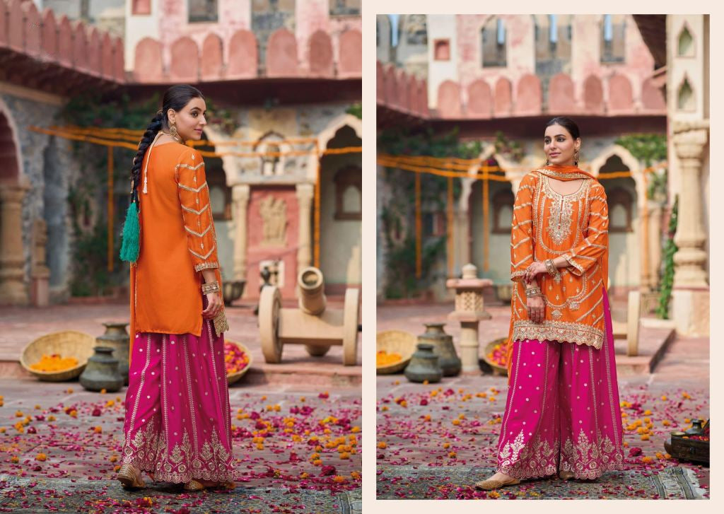 Beautiful Orange and Pink Sharara Suit Ideal for This Holiday Season