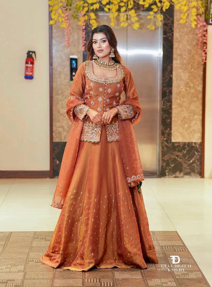 Amrapali Trend beautiful sharara suit with embroidery is both traditional and elegant, making it perfect for weddings, cultural events, and happy times.