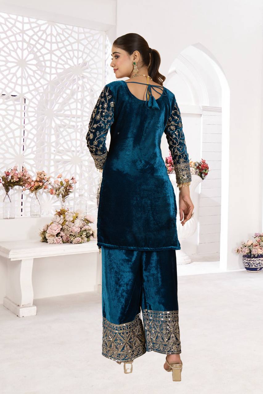 Royal Velvet Embroidered Suit Set