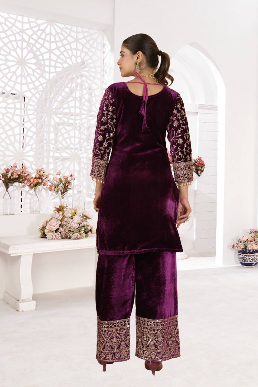 Royal Velvet Embroidered Suit Set
