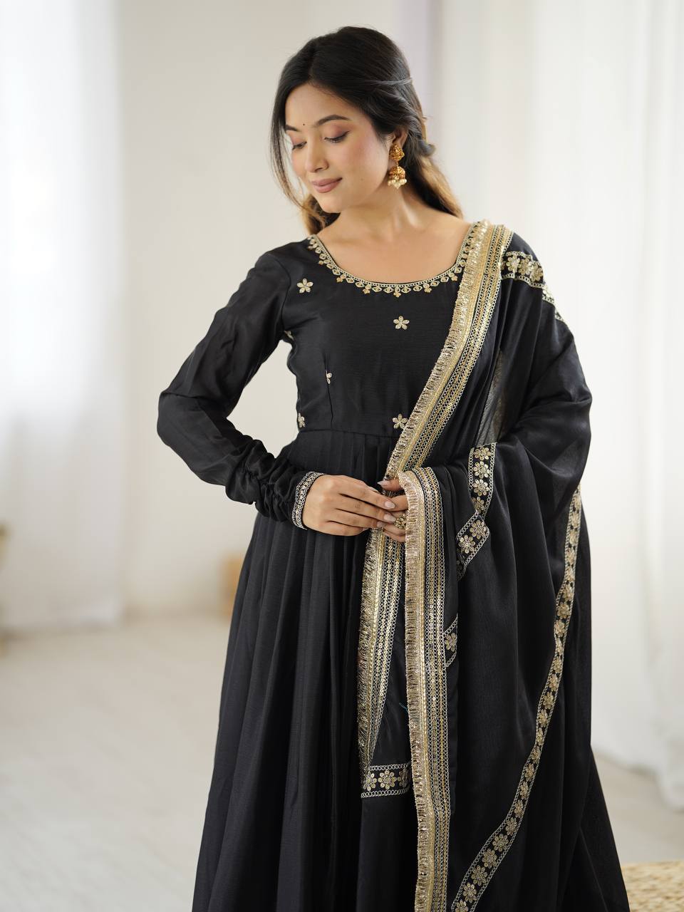Royal White Floor-Length Anarkali Dress for Festive & Wedding Wear