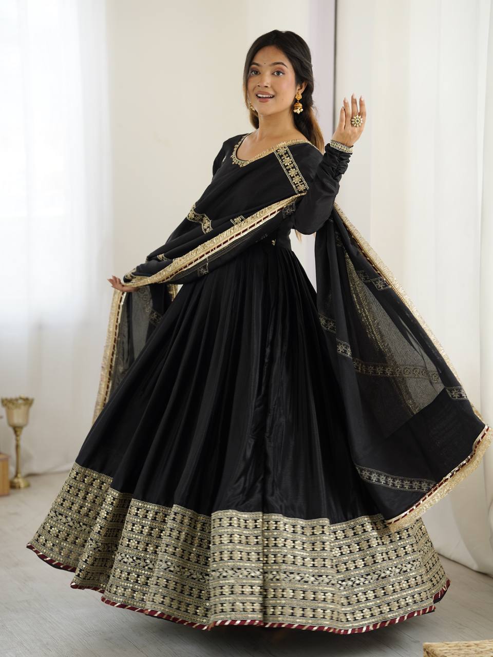 Royal White Floor-Length Anarkali Dress for Festive & Wedding Wear