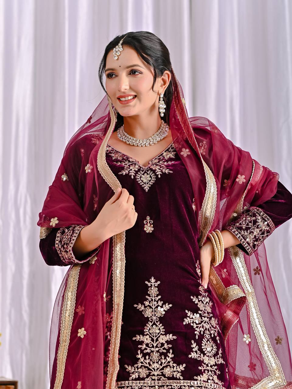 Premium Designer Velvet Sharara Palazzo Set