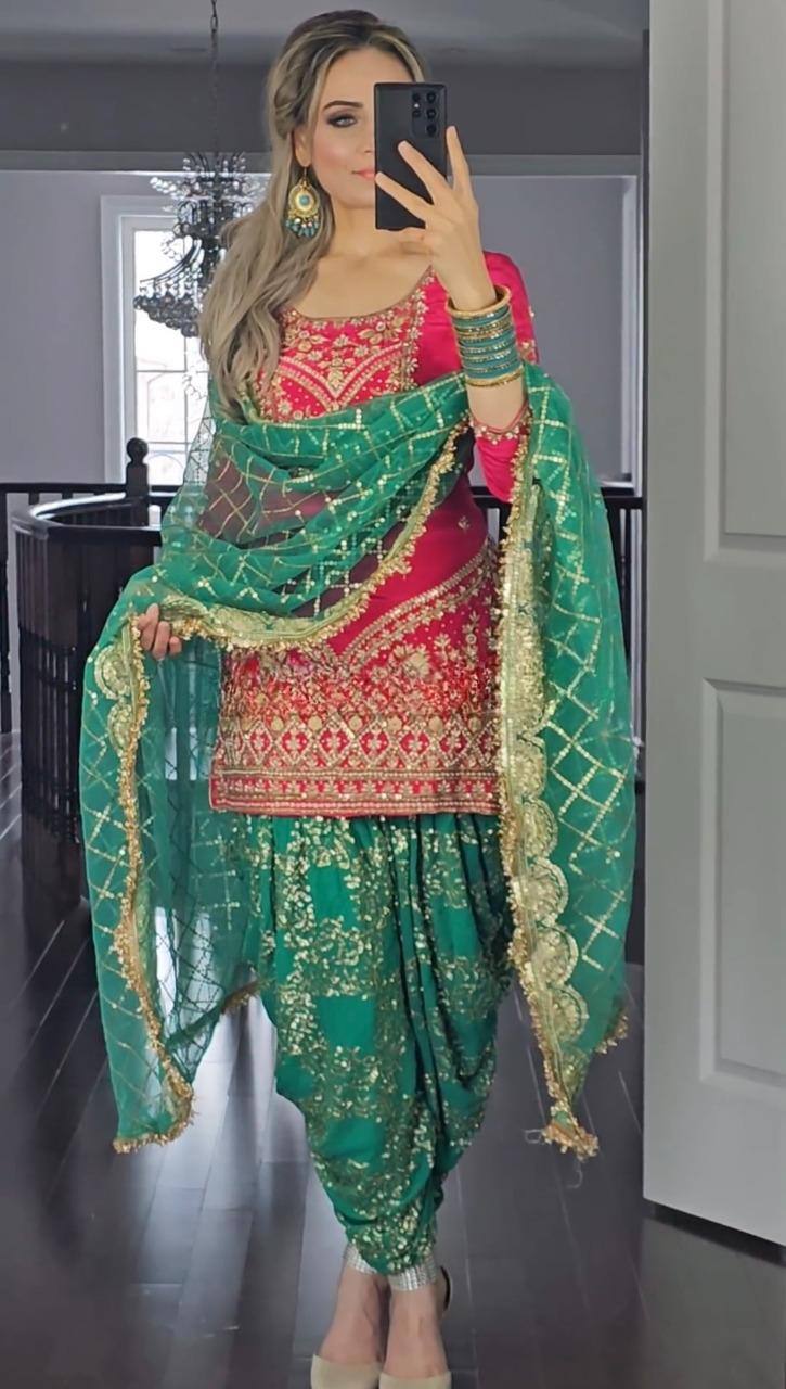 The perfect Patliya suit will let you shine with serene elegance on any important occasion.