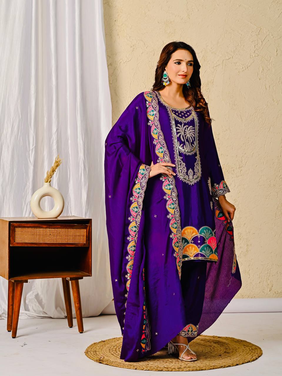 Chinnon Silk Embroidered Party Wear Suit