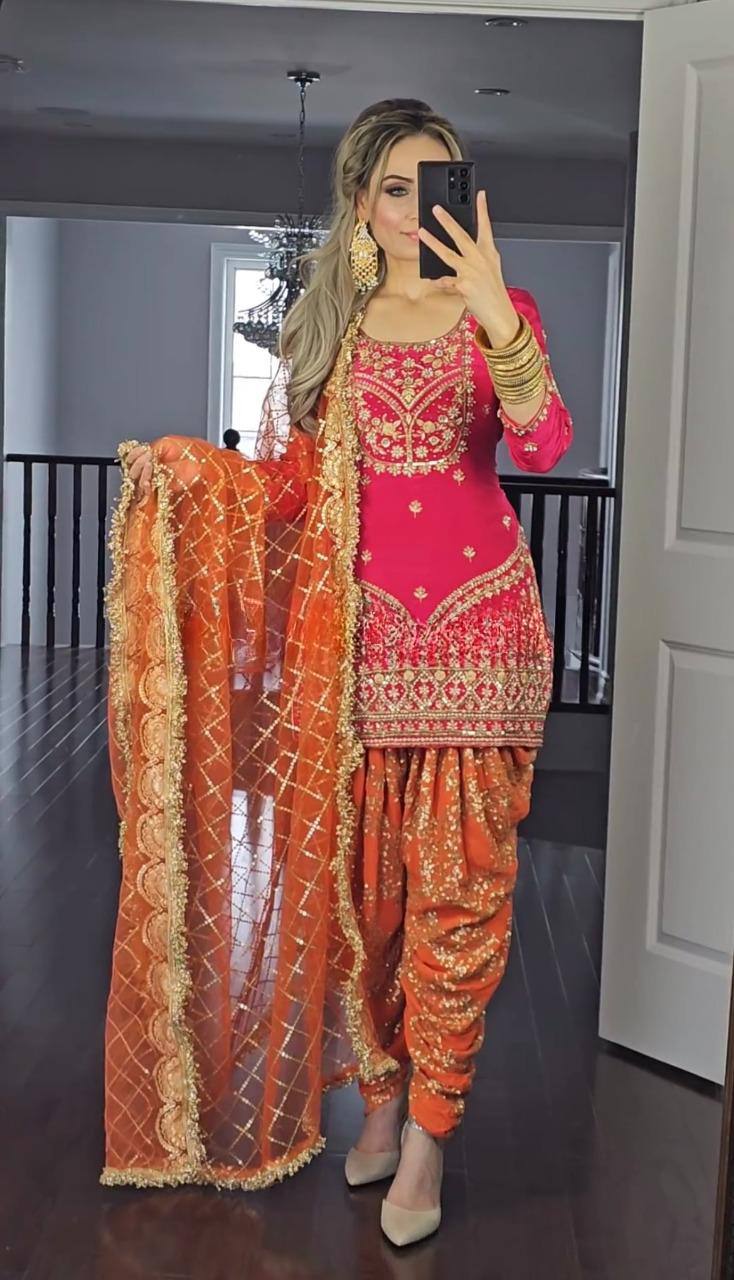 The perfect Patliya suit will let you shine with serene elegance on any important occasion.