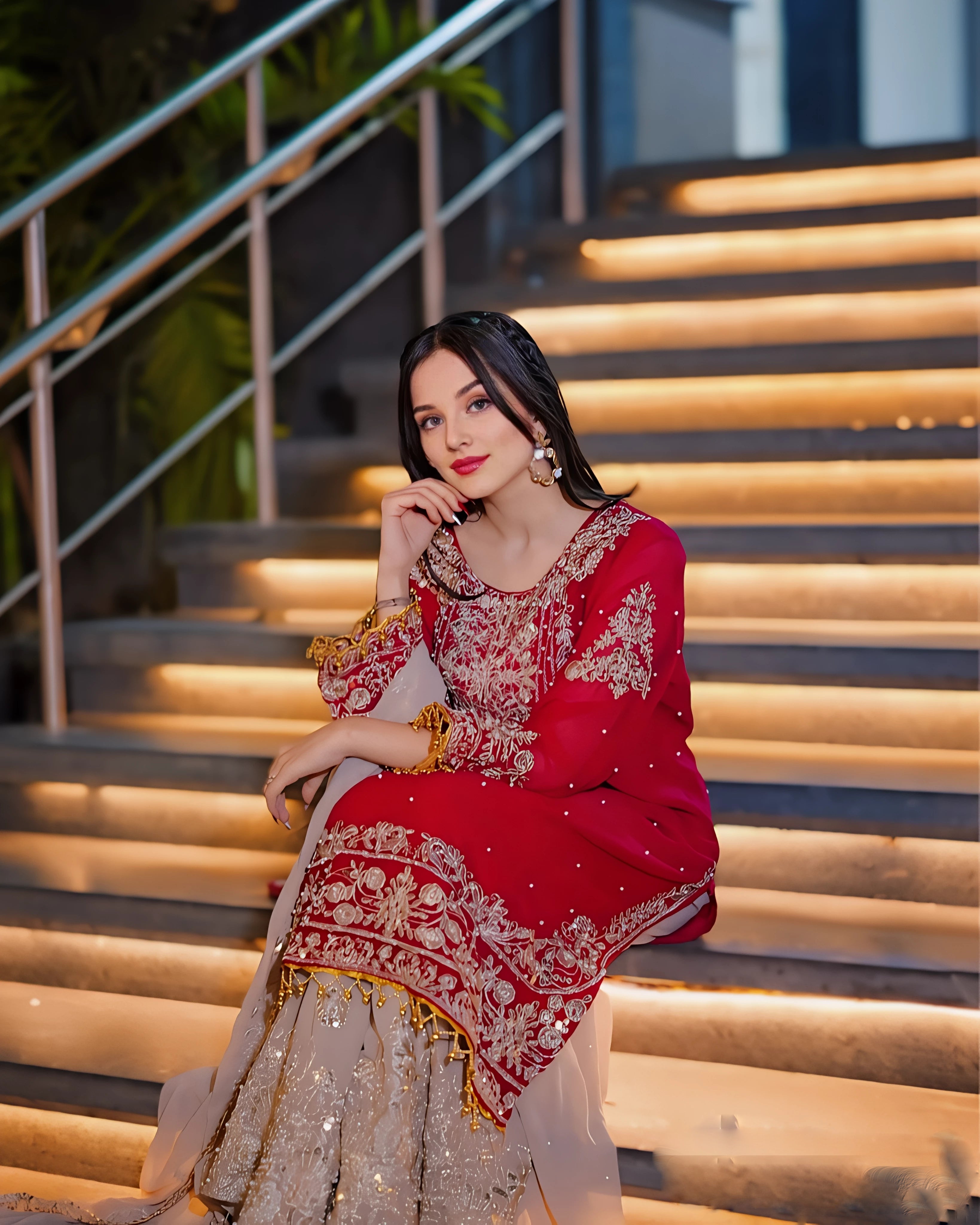 Women's Perfect Maroon Sharara Suit for Festive and Party Wear