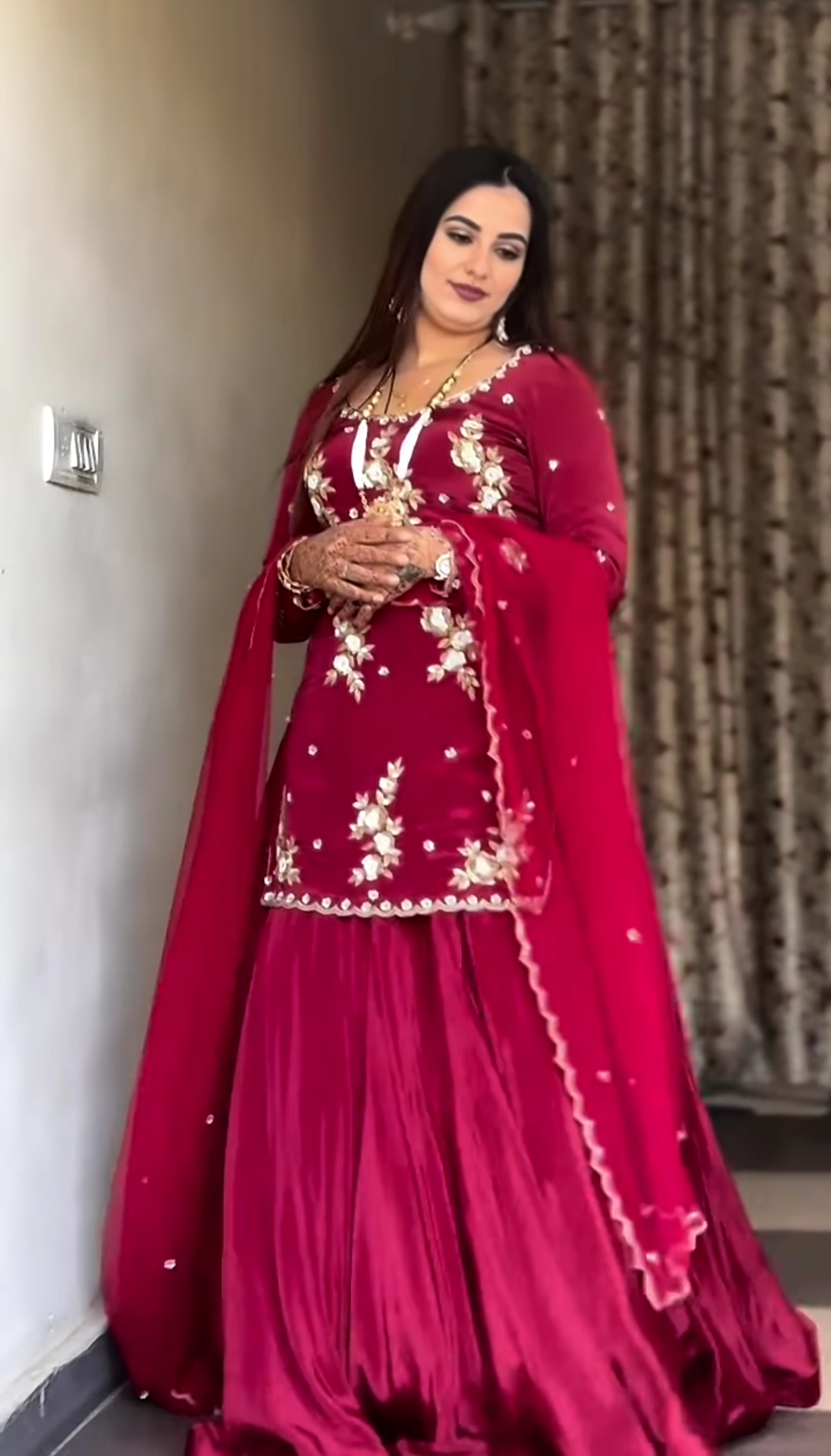 For any party occasion, steal the show in this gorgeous pink lehenga gown, which combines classic elegance with contemporary glitz.