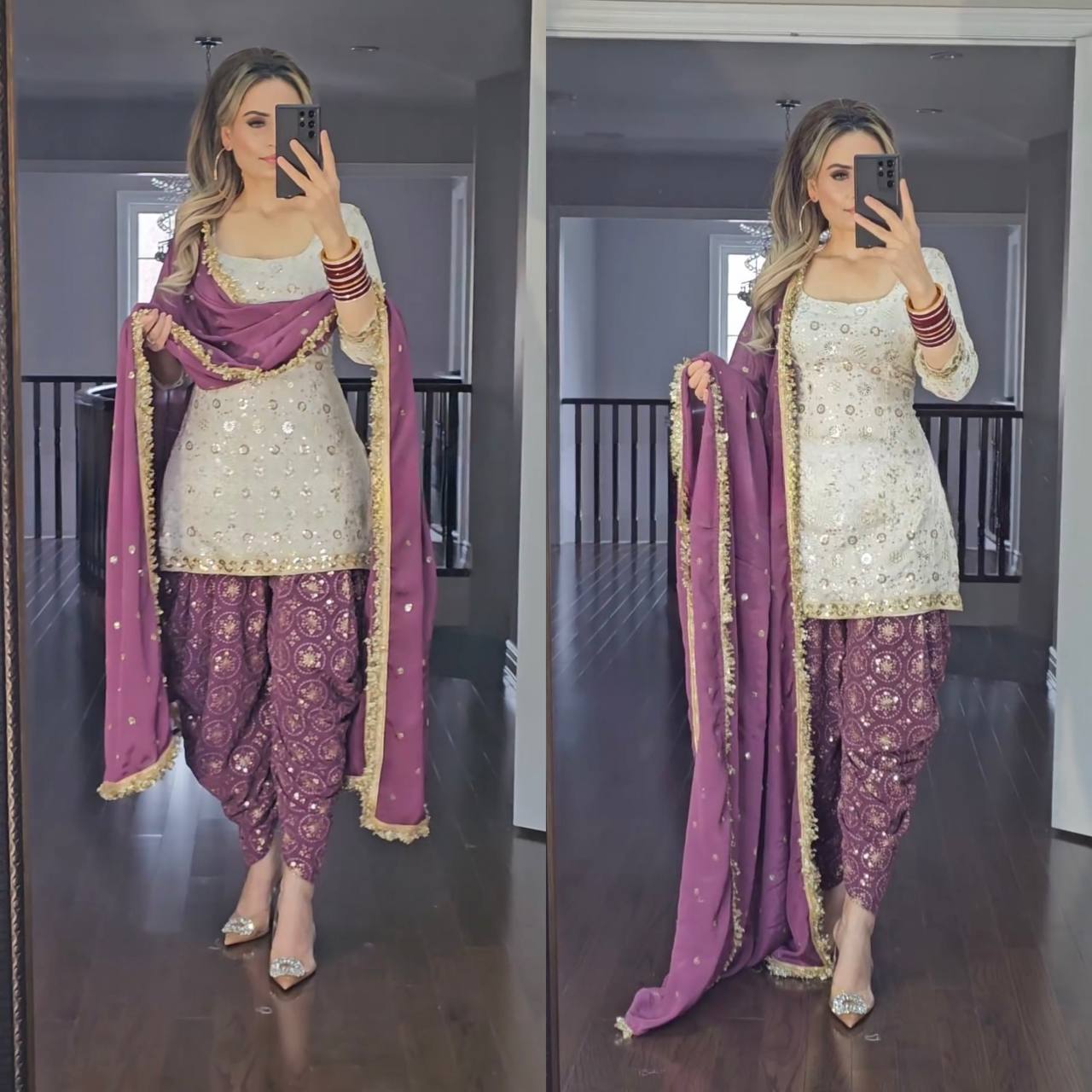 The ideal white Patliya suit for any special occasion, shine with calm elegance.