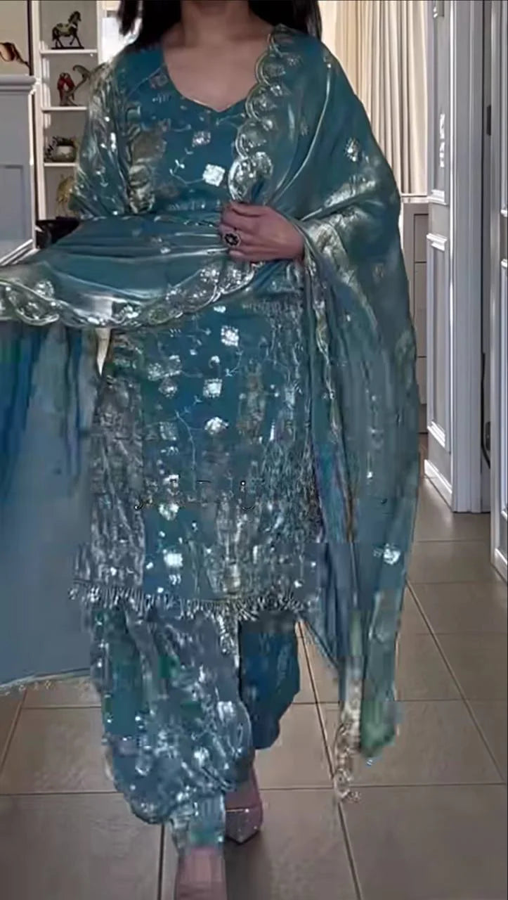 Elegant Fandy Crushi Silk Dhoti Style Suit – Party Collection