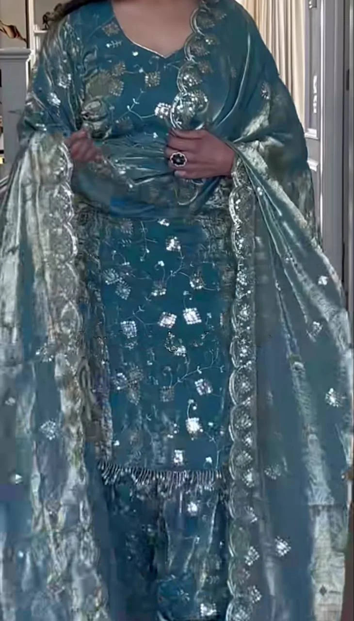 Elegant Fandy Crushi Silk Dhoti Style Suit – Party Collection