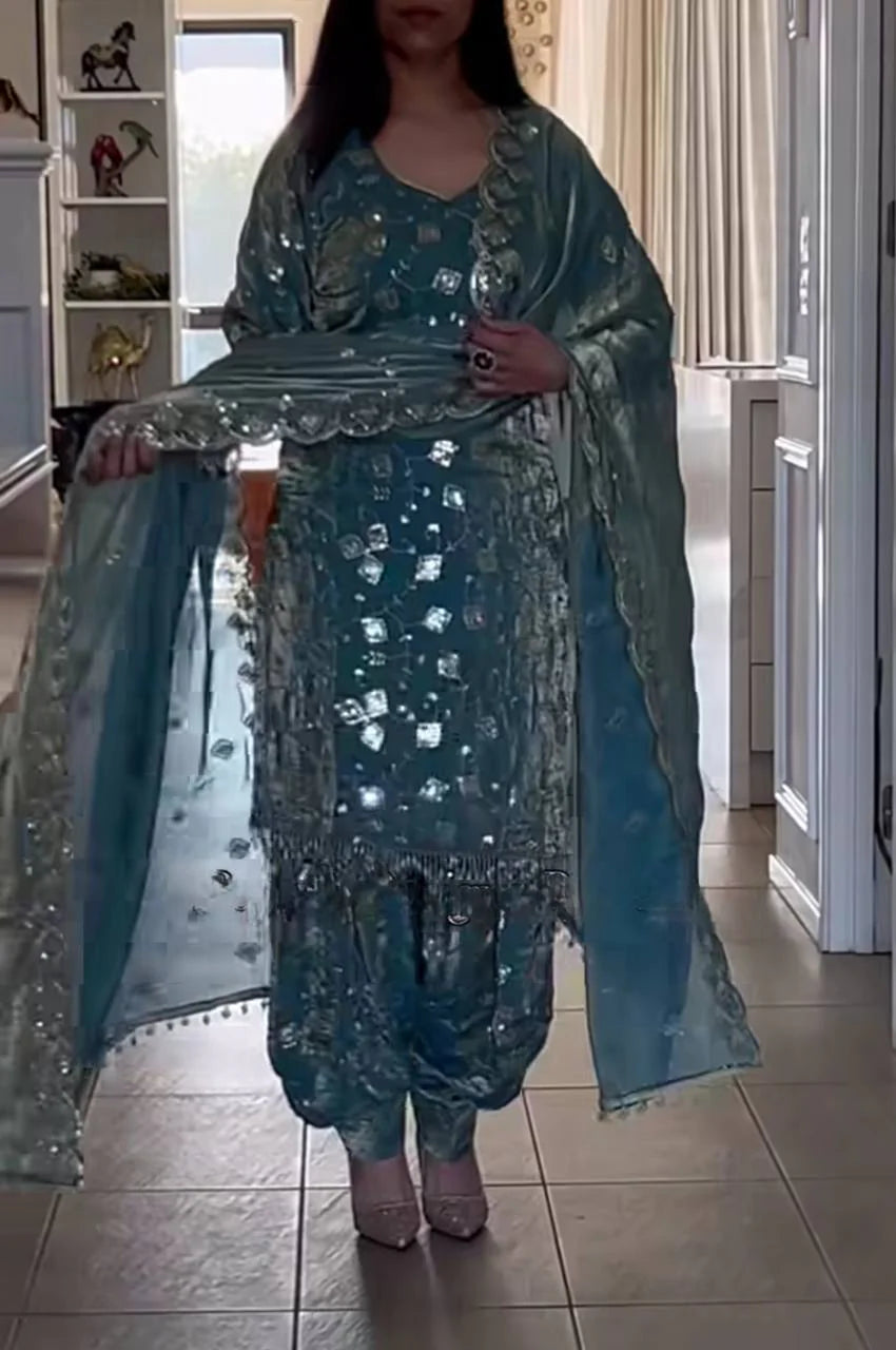 Elegant Fandy Crushi Silk Dhoti Style Suit – Party Collection