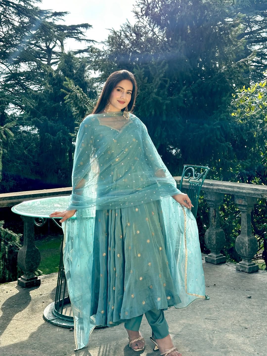 Fendy Silk Embroidery Gown Set
