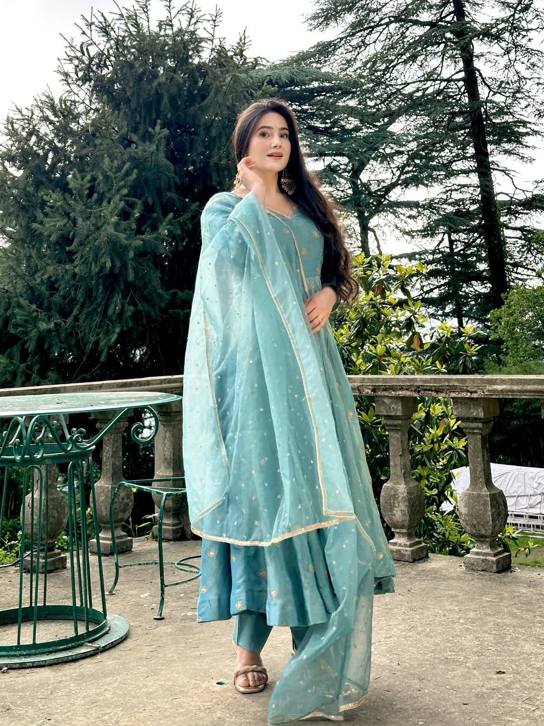 Fendy Silk Embroidery Gown Set