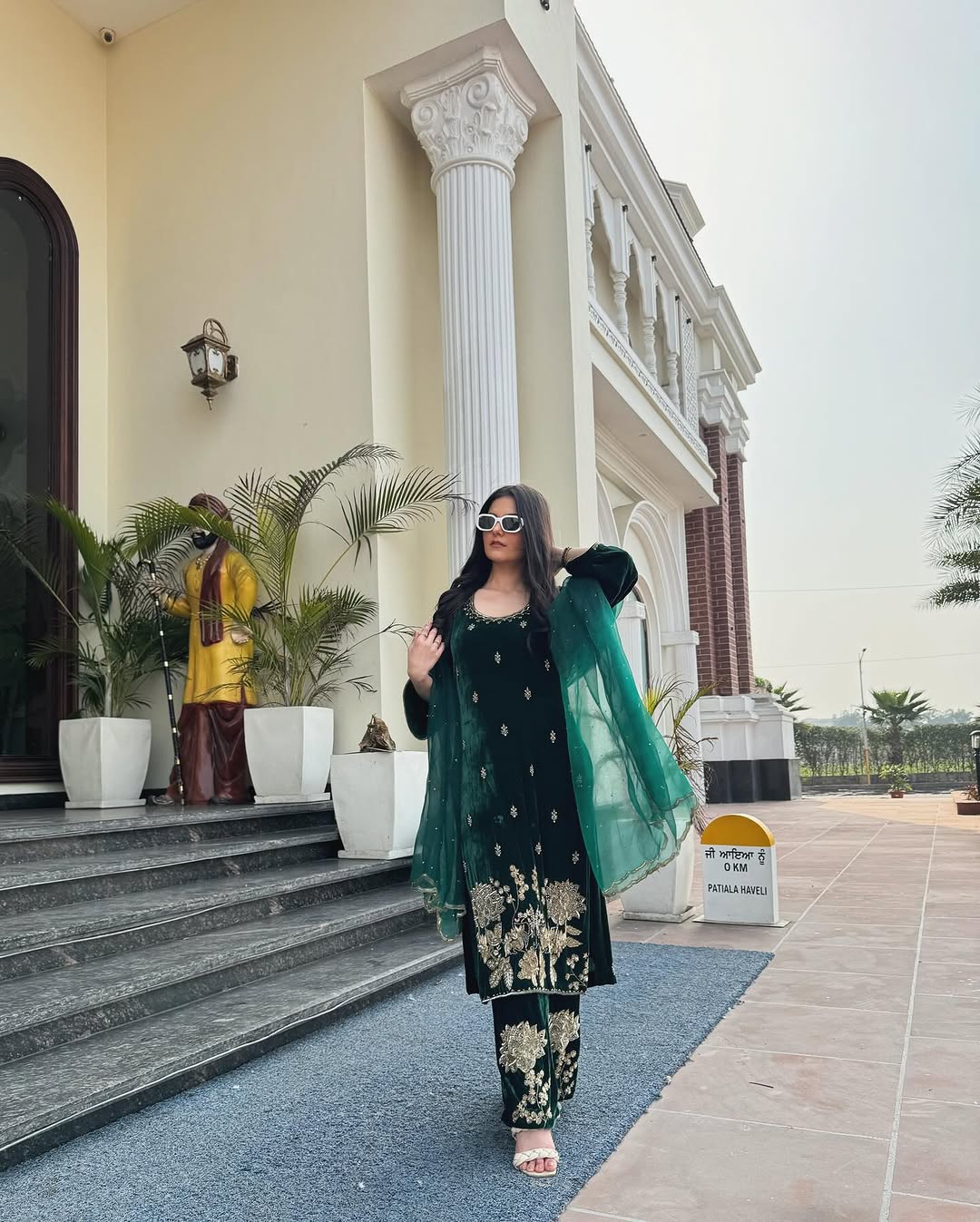 green velvet Pakistani suit